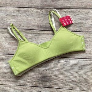 Hanes Bras Bundle NWT Girls Size Medium Green White